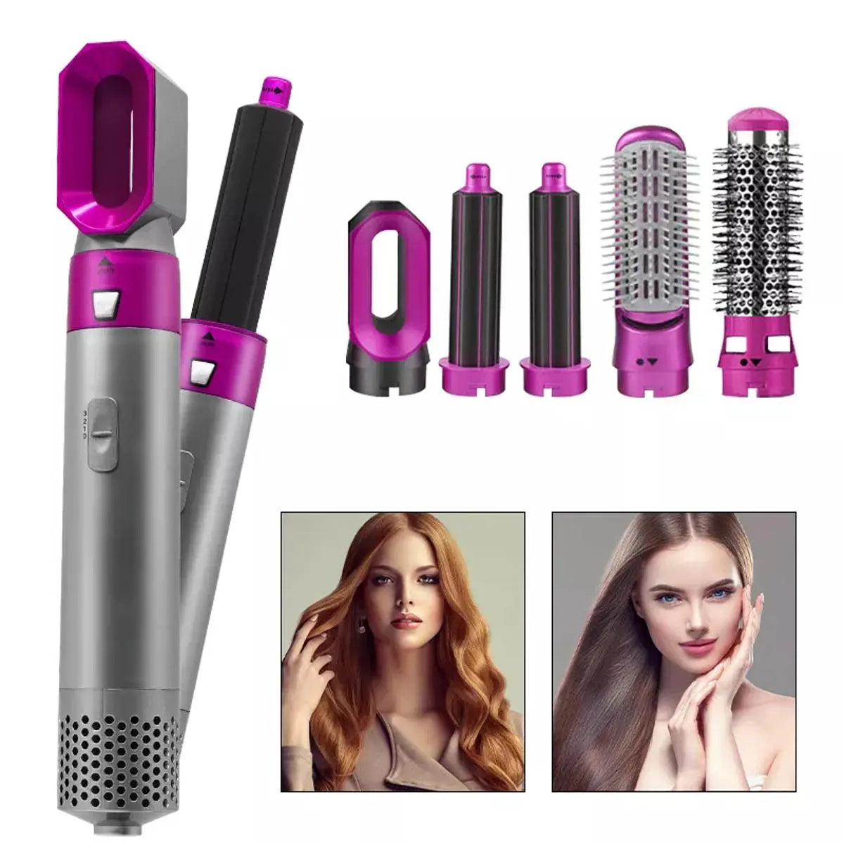 5 in 1 Hair Dryer Hot Comb Set Curling Iron Hair Straightener Digital-dream