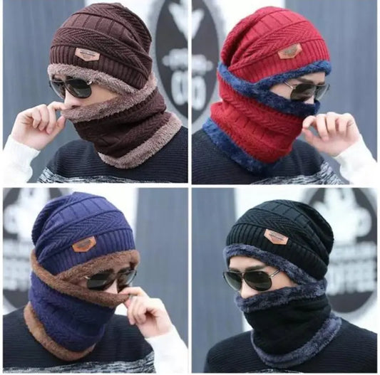 Woolen Beanie with Neck Warmer